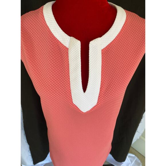 Island Trends Womens XL extra large sleeveless dress coral pink and white knit - Picture 4 of 8